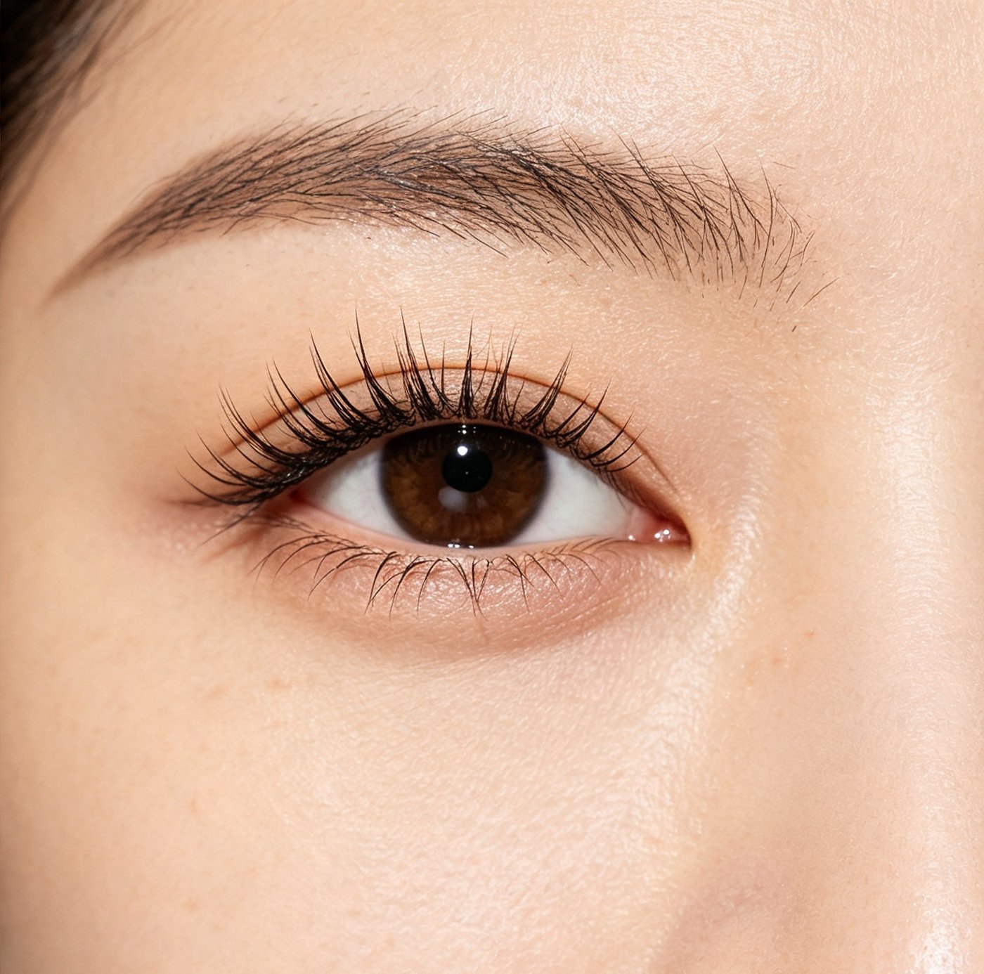 Close-up of natural eyelash and brow detail at Lashdou