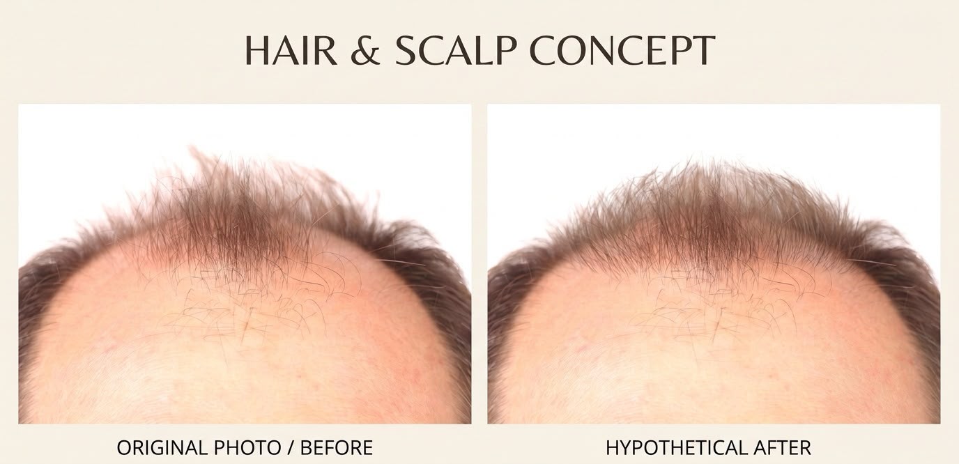 Hair and scalp treatment before and after at Lashdou